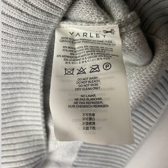 VARLEY Calvert Grey Zebra Print Women’s Sweater Merino Wool Size M NWT - Picture 5 of 8